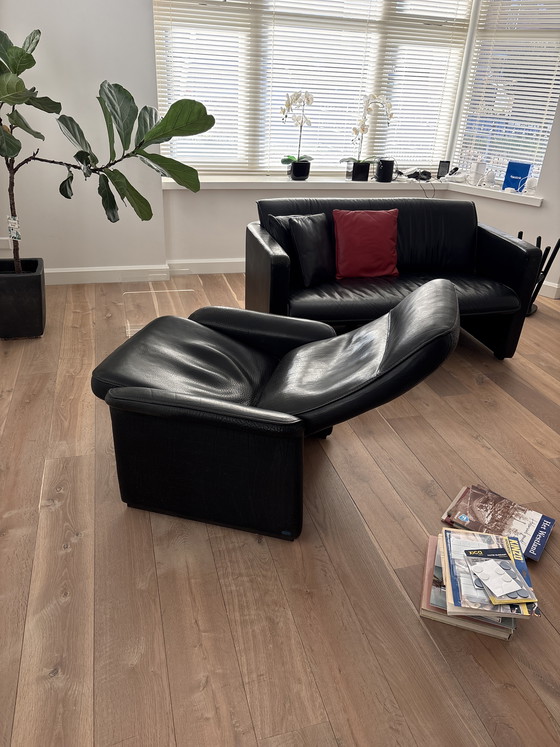 Image 1 of Zwart leren Relax  fauteuil leolux?