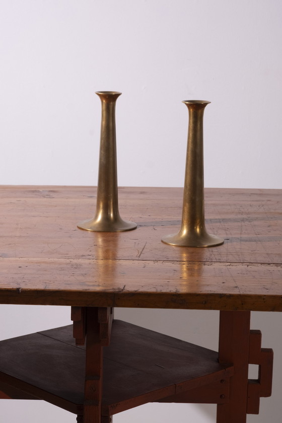 Image 1 of 2x Hans Bølling Messing-Kerzenleuchter für Torben Ørskov, Dänemark 1950er Jahre