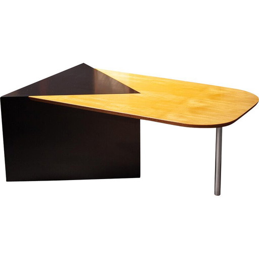 Mesa de centro vintage de fresno y metal para Leolux, Países Bajos, 1980