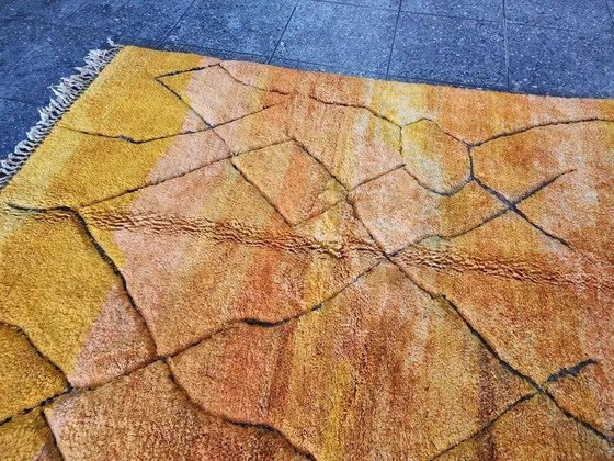 Grande tappeto berbero marocchino 300 × 200 cm – giallo ocra, motivo geometrico – Tappeti, Lana, Cotone (photo 6 of 9)