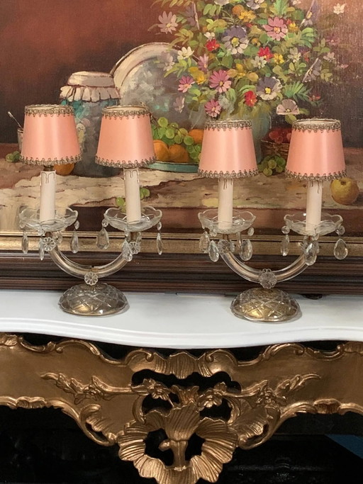 Pair of Maria Theresa candelabra. – tafellampen, Crystal, Glass (photo 2 of 5)