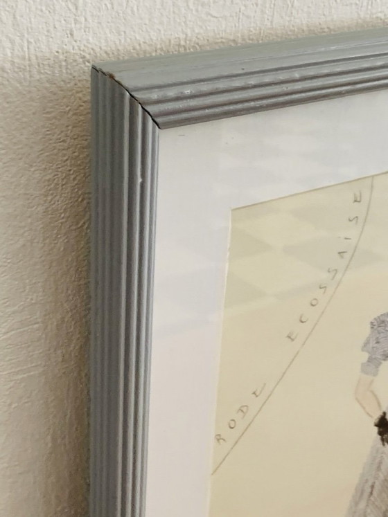 Image 1 of Mid-Century, Signed, Framed, “Robe Ecossaise” Pencil Sketch on Paper by Berthe Duquaine, 1950's