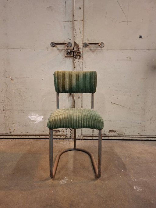Vintage buisframestoel Gebroeders de Wit jaren 50, rib stof