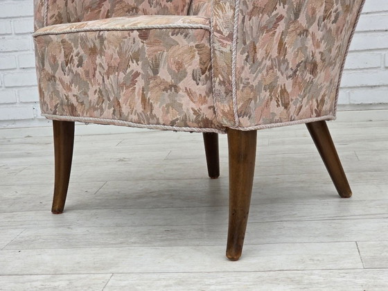 1960s, Danish armchair, furniture jacquard fabric. – Textile, Wood (photo 4 of 15)