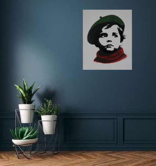 2LUSS'ART, Franse schilder. Set van 2 schilderijen. "Profil en carmin" en "Regard du passé".