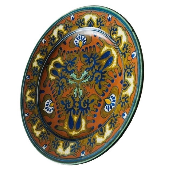 Image 1 of Antique Art Nouveau Rhodian decorative plate, Pottery Factory South Holland 1920s