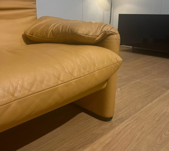 Image 1 of 2x Nieuwstaat Cassina Maralunga 2-Zits Bank Bruin Leer