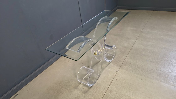 Image 1 of Konsolentisch aus Messing und Acrylglas, 1970er Jahre