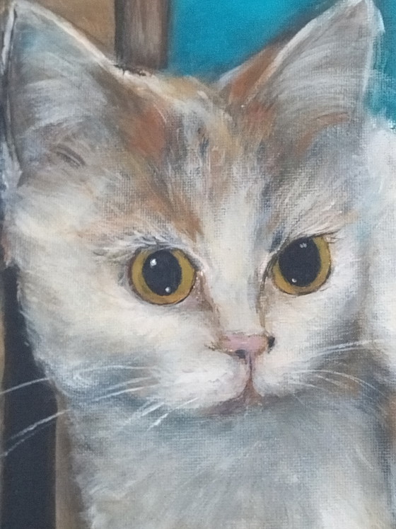 Oil painting "The Lying Cat" on canvas board – Elena Goloubovskaya., Paintings & Drawings, Cotton (photo 4 of 9)