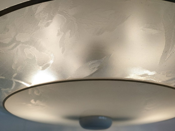 Image 1 of Large vintage 1960s/70s glass ceiling light.