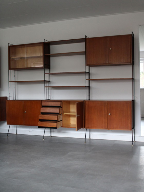 Sistema a parete modulare autoportante vintage in teak – Armadi a muro, Metallo, Legno (photo 4 of 9)