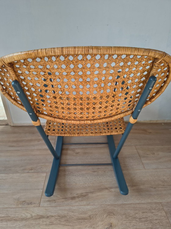 Design Rocking Chair - Rattan & Petrol Blue – Metal (photo 6 of 8)