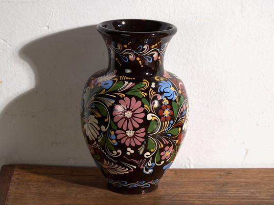 Pair of Vintage Glazed Ceramic Vases, Central Europe, circa 1950 #5, Brown (photo 7 of 12)