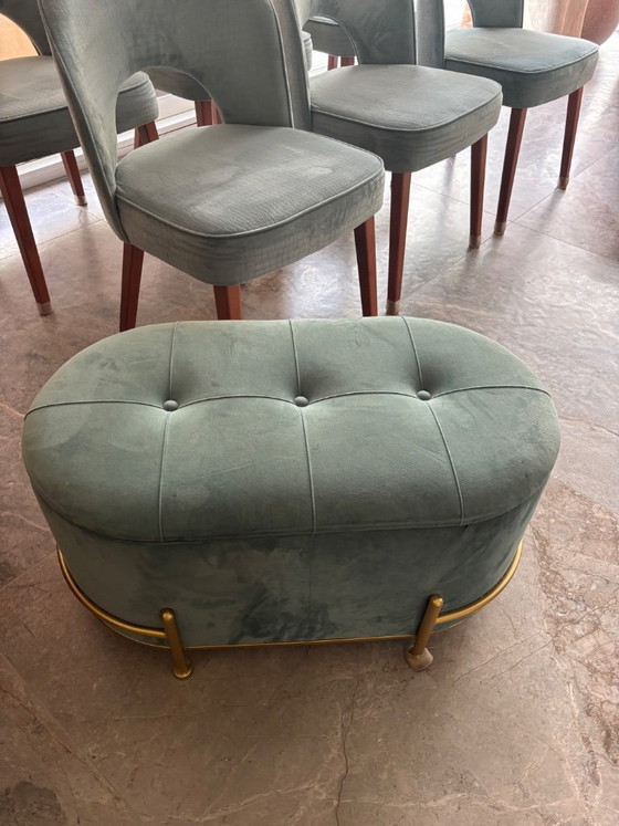 Image 1 of 6 dining chairs and matching Morres ottoman