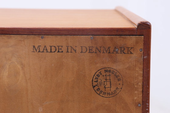 Image 1 of Vintage teak sideboard 60s | Mid - Century sideboard with drawers & slatted doors retro wood storage #08-22