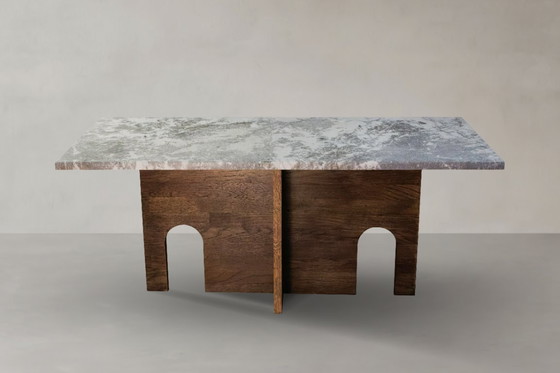 Image 1 of Recta Forest Snow salontafel, gemaakt van natuursteen en massief eikenhout.