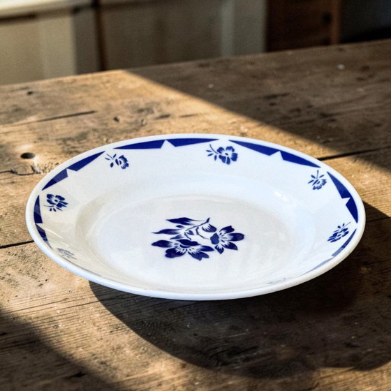 Image 1 of Antike französische runde Platte, signiert Badonviller, Sammlung Madelon