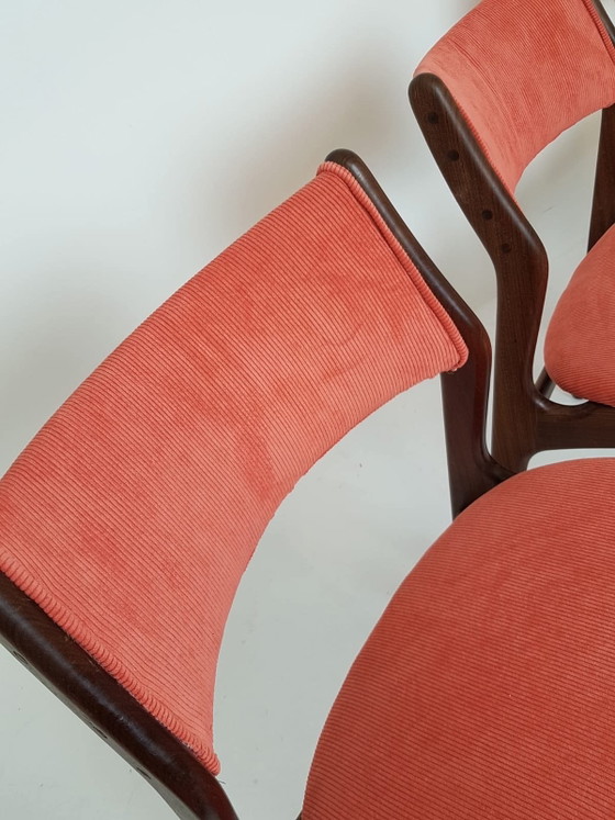 4 Danish Teak Wood Dining chairs Newly Upholstered – Polyester (photo 12 of 15)