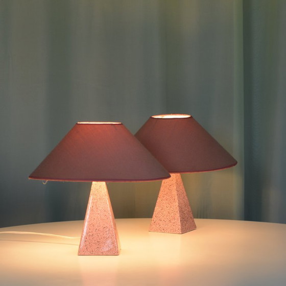 Image 1 of 2x pyramidal Memphis table lights