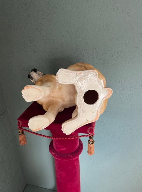 Image 1 of Large Brocante Ceramic Boxer Dog Statue 1960s