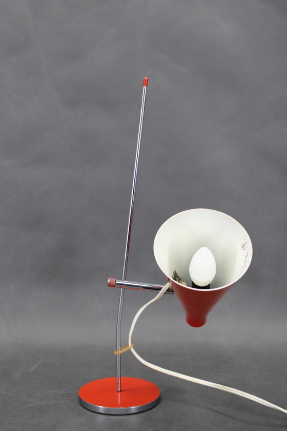 Image 1 of 1960er Josef Hurka Rote Tischlampe für Lidokov, Tschechoslowakei