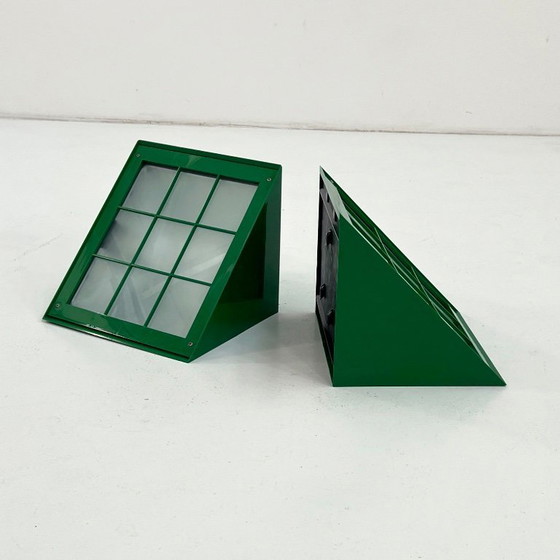 Image 1 of Lámpara de pared para exterior Triangolo en verde de Goccia Illuminazione, años 80