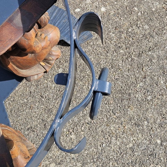 Image 1 of French Vintage Jean Maurice Rothschild - Marble Table - Forged Iron Table - Neoclassical Style- 50s