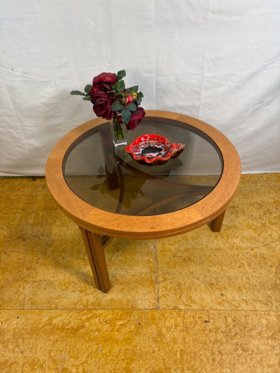 Image 1 of Mid-Century Retro Vintage Teak Round Coffee Table by Nathan Furniture (1960–1970)  A beautifully designed mid-century round coff