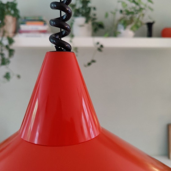 Image 1 of Rote IKEA T710 Pendelleuchte (1970er Jahre), Hexenhut-Modell