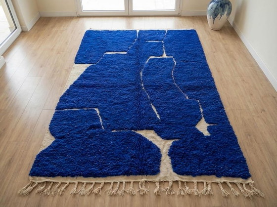 Image 1 of Handmade Moroccan Beni Ouraine Atlas Rug, 150/250 cm, Blue Pattern