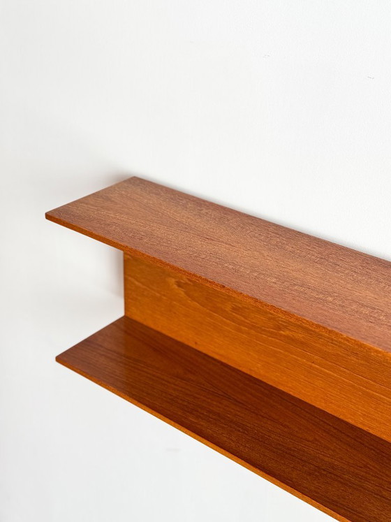 Image 1 of Wandplank van teakhout, 200 cm, van Walter Wirz voor Wilhelm Renz