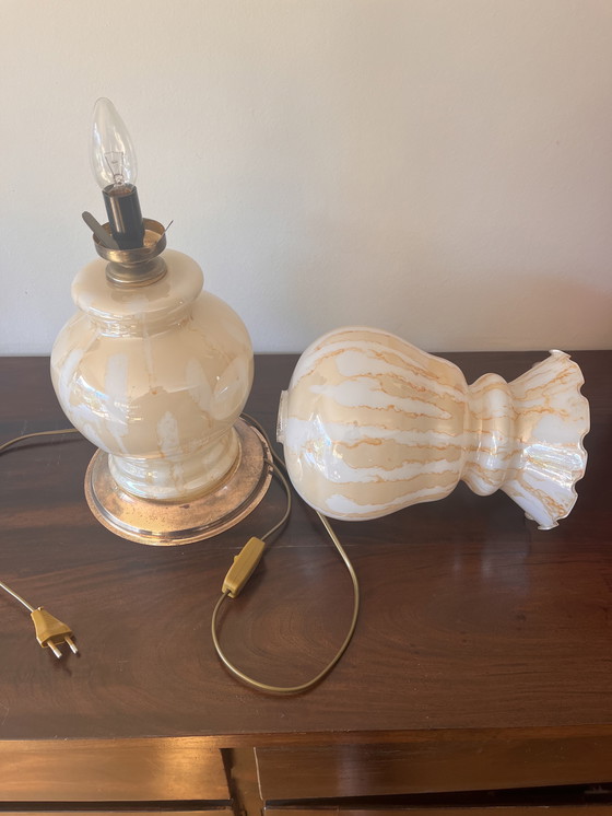 Image 1 of Vintage Lamp Van Glas Met Messing