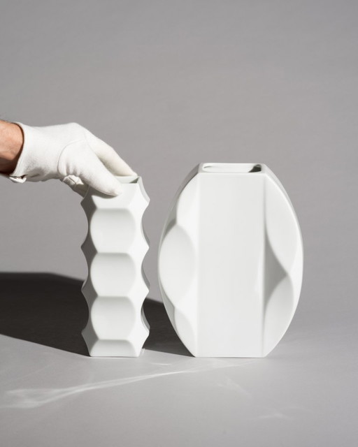 Heinrich Fuchs “ARCHAIS” Porcelain Vase Duo for Hutschenreuther, Germany 60s-70s