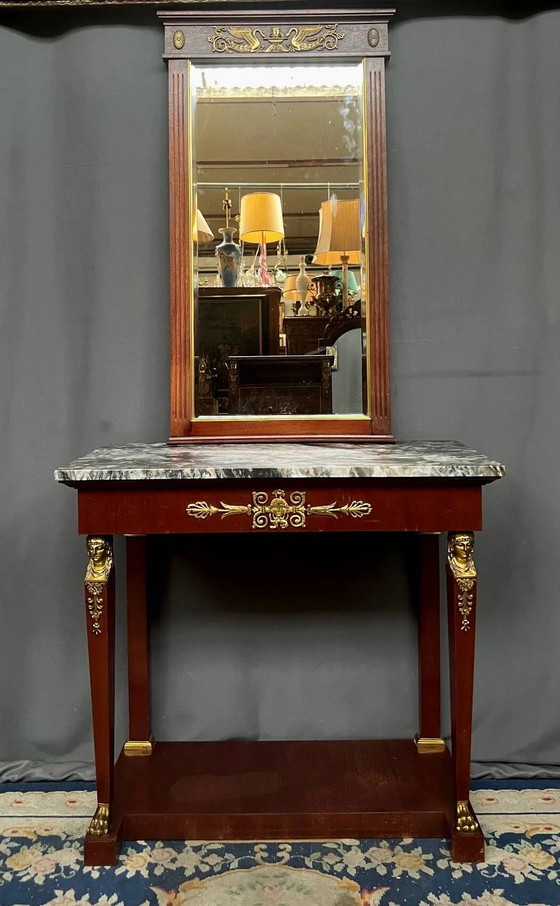 Consola y espejo de estilo Imperio. – Bronze, Marble (photo 3 of 8)