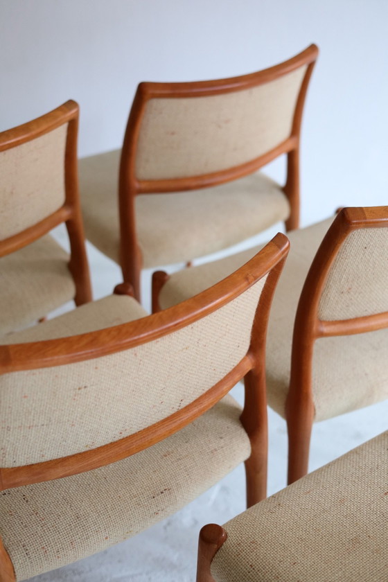Set di 4 Sedie da pranzo vintage modello 80, Niels Otto Møller – Legno, Tessile (photo 9 of 9)