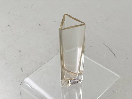 Sculptural glass vase with a triangular base, 1960s