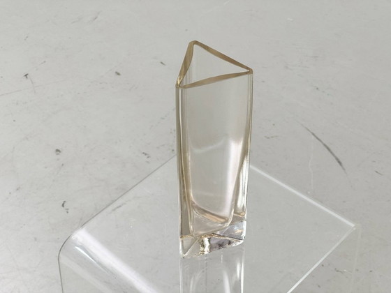 Image 1 of Sculptural glass vase with a triangular base, 1960s