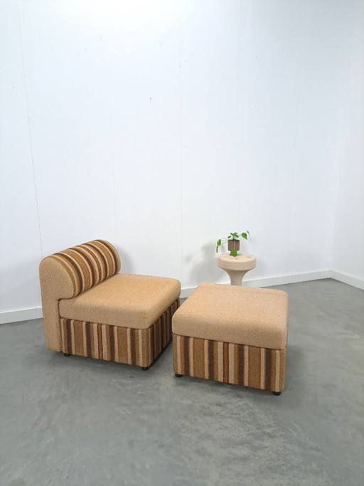 Gestreepte elementen fauteuil met hocker of sofa