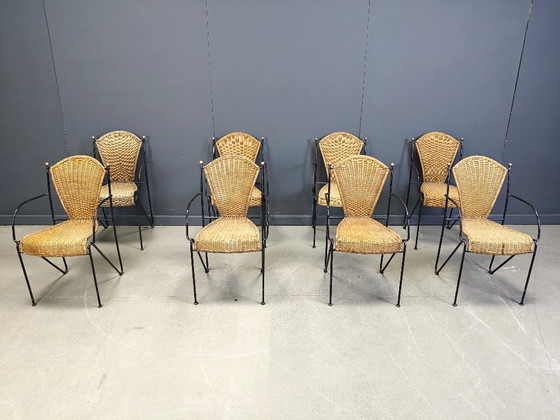 Image 1 of Korbstühle von Frederick Weinberg, 1960er Jahre, 8er-Set