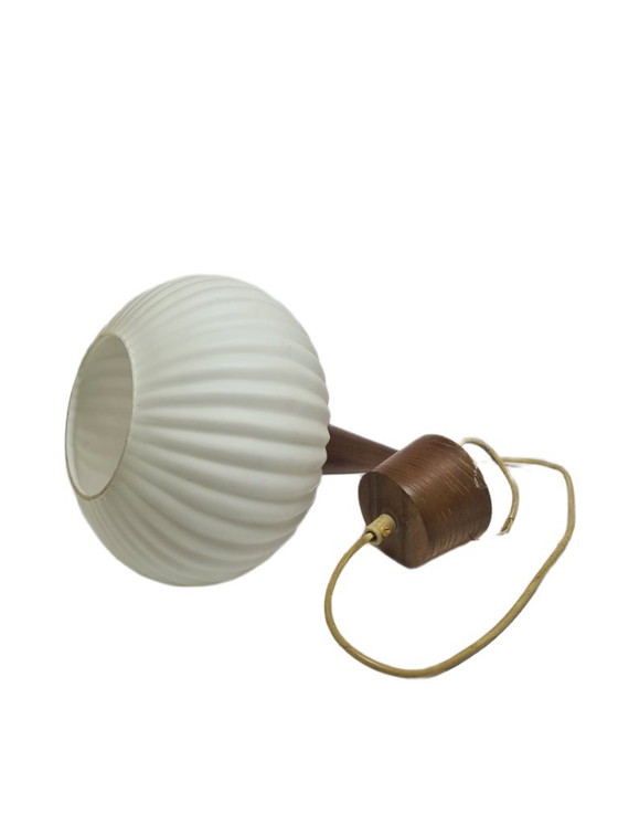 Postmodern Pendant Lamp, Germany, 1960s – Glass, Wood (photo 5 of 9)