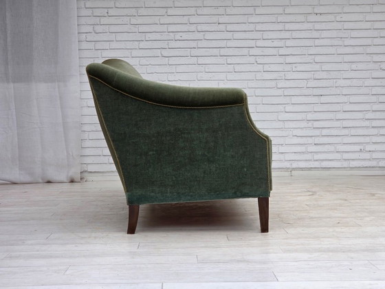 Image 1 of 1960s, 3-Seater Danish Sofa, Green Furniture Velour.