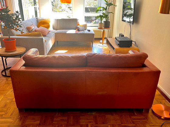 Image 1 of Red Leather 2-Seater Sofa by Brand Molinari