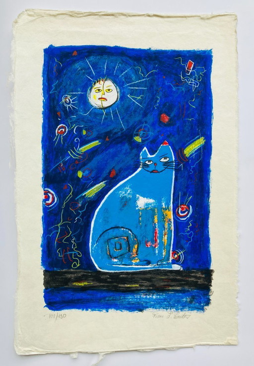 Franz L Lauter - Gato azul - Serigrafía