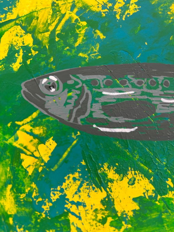 Acrylic fish 30 x 21 cm – Liquitex, Wall decoration, Paper (photo 4 of 8)