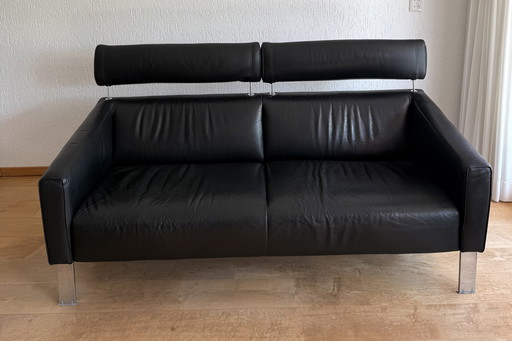 Leolux 2.5-Seater Sofa Patachou Leather Scandinavia Black
