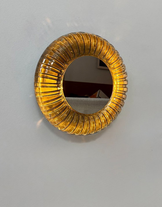 Image 1 of Applique vintage miroir lumineux, Murano et inox poli, Italie, 1960