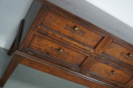 Image 1 of Armoire de pharmacie/classeur ancienne en chêne français, avec portes à charnières, début du XXe siècle