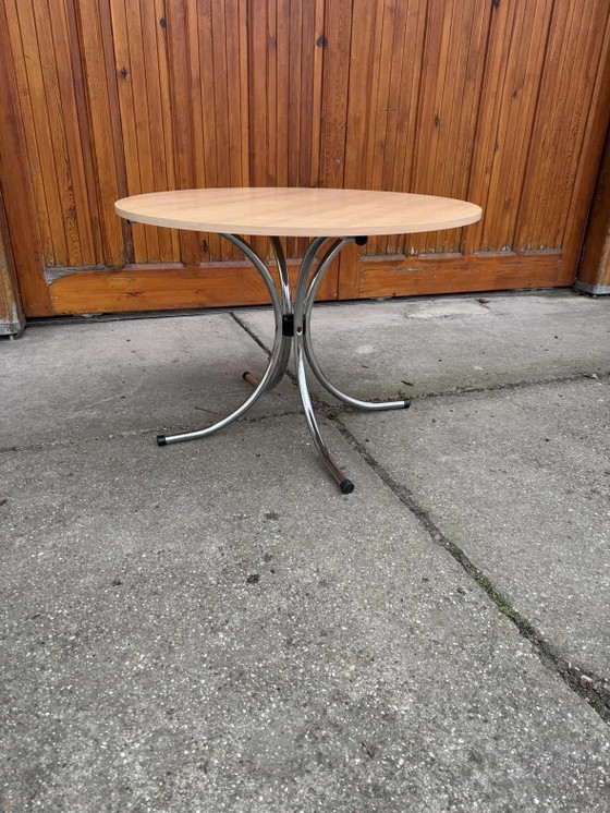Italiaanse ronde Effezeta eettafel met stoelen – Eetkamerset, Chroom, Mid Century Modern (photo 5 of 8)