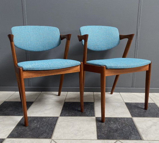 Image 1 of Ensemble de 2 chaises Z en teck modèle 42 de Kai Kristiansen pour Shou Andersen Denmark