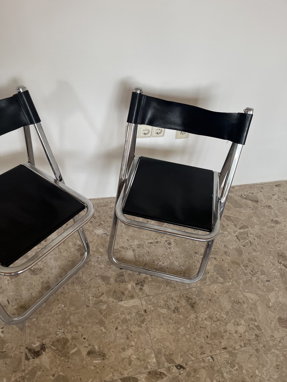 Image 1 of Originele Arrben Tamara klapstoelen met zwart leer